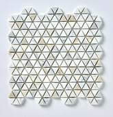 Calacatta Gold Triangular Hex Tumbled Marble Mosaic Tumbled